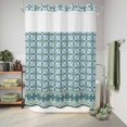 thumbnail image 6 of No Hook Shower Curtain, Blue Flowers Shower Curtains for Bathroom with See Through Top Window, Farmhouse Country Abstract Floral Patterned Waterproof & Washable Bath Curtain Extra Long 72"x84", 6 of 9