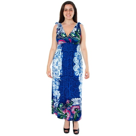 Hotswing - Women's Plus Size Summer Maxi Dress with V-Neckline ...