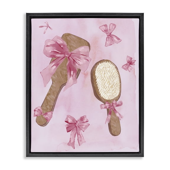 Stupell Industries Shabby Chic Lovely Pink Hairbrushes Black Floating Frame Canvas Art, 17 x 21, by Ziwei Li