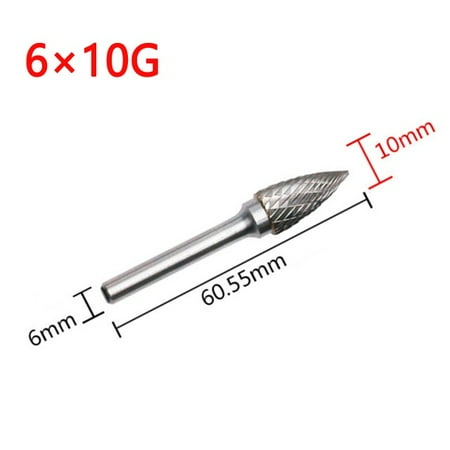 

GLFILL 6X10Mm Tungsten Carbide Burrs Rotary Drill Grinder Carving Bit Double Grain Cut