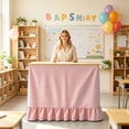 thumbnail image 2 of 75x180cm Pink Ruffled Flat Teacher Desk Skirt Washable Cover For Classroom Kitchen Back To School Party Decoration, 2 of 4