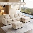 thumbnail image 3 of Noodeniya 122" Modular Sectional Sofa with Arm Storage, Velvet U Shaped Living Room Couch with Double Cushion, Beige, 3 of 9