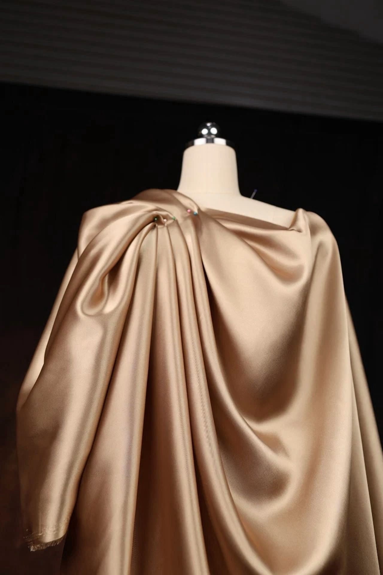 BUTTERFLY- Cappuccino Satin Charmeuse Fabric By The Yard 47