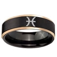 thumbnail image 2 of Pisces Zodiac 8MM Step Edge Black And Rose Gold Tungsten Men Ring, 2 of 2