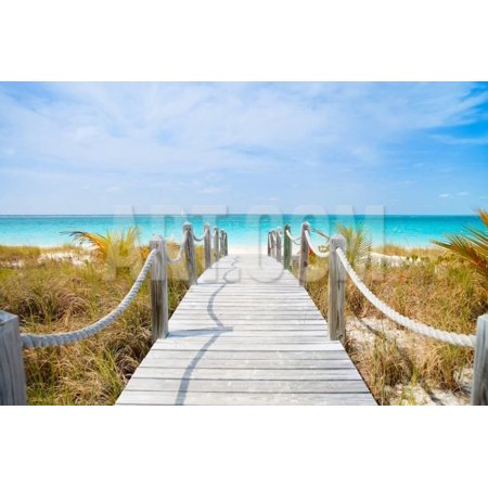 Beautiful Beach at Caribbean Providenciales Island in Turks and Caicos Print Wall Art By BlueOrange