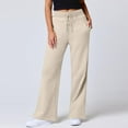 thumbnail image 4 of IDALL Sweatpants Women Wide Leg Sweatpants Women High Waisted Wide Leg Sweatpants Baggy Straight Leg Yoga Track Pants Lightweight Comfy Pants W/Pockets Yoga Pants Women Baggy Pants Beige L, 4 of 9