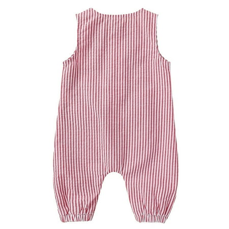

Toddler Boys Bodysuit Striped Sleeveless Button Cotton Linen Pajamas Kids Children Cartoon Fashion Outwear Streetwear Spring Summer Rompers Jumpsuits