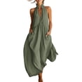 thumbnail image 2 of Favoffer Women's Deep V Neck Jumpsuit Sleeveless Loose Wide Leg Side Pocket Casual One Piece Outfit Fashion Daily Bottom for Party Indoor Leisure, 2 of 5