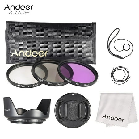Image of Andoer 52mm Filter Kit (+CPL+FLD) + Nylon Carry Pouch + Lens + Lens Holder + Lens Hood + Lens Cleaning Cloth