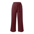 thumbnail image 5 of Rggeeun Women'S Pants Solid Color Elastic High Waist Wide Leg Ankle Length Soft Relaxed Fit With Adjustable Sashes Belt & Side Pockets For Summer Holiday Beach Kawaii Bottoms,,Xxl, 5 of 5