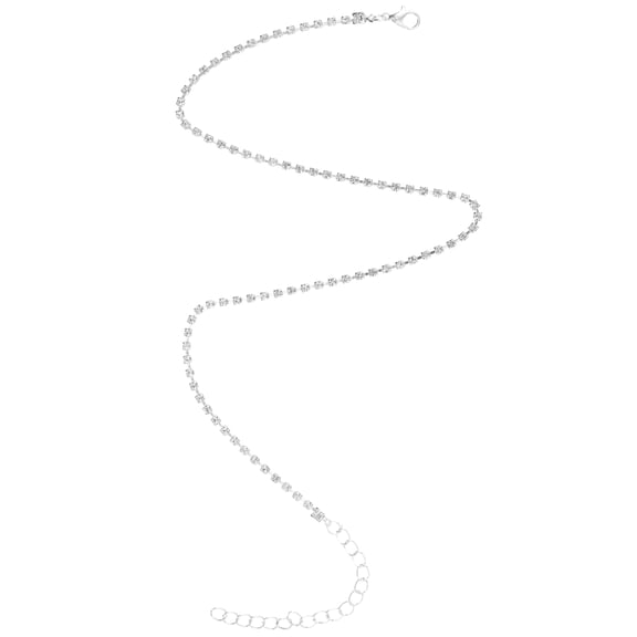 WHAMVOX Women Fashion Jewelry Shiny Chain Necklace Rhinestone Embellished 1Pcs