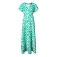 thumbnail image 7 of vigerkar Women's Summer Dress 2025 Short Sleeve V-Neck Boho Floral Printed Flowy Swing Sundress Dresses Mint Green, 3XL, 7 of 7