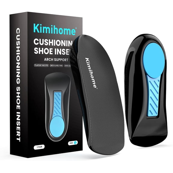 Kimihome Plantar Fasciitis Relief Insoles Heel Cups Shoe Inserts Anti-Slip & Arch Support Heel Pain,Size L:Women's 9.5-13.5, Men's 8.5-12