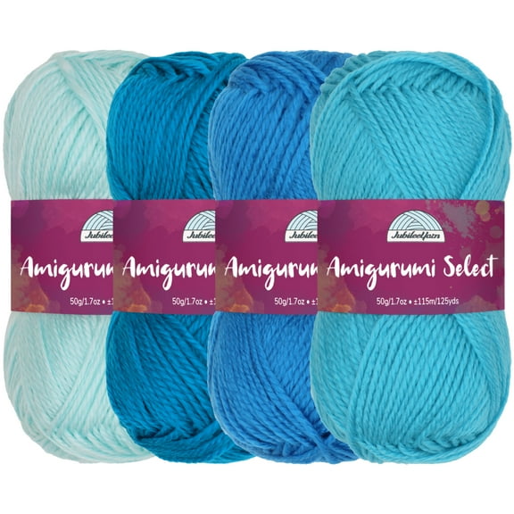 JubileeYarn Amigurumi Select Yarn - Baby Acrylic - Shades of Blue - 4 Skeins