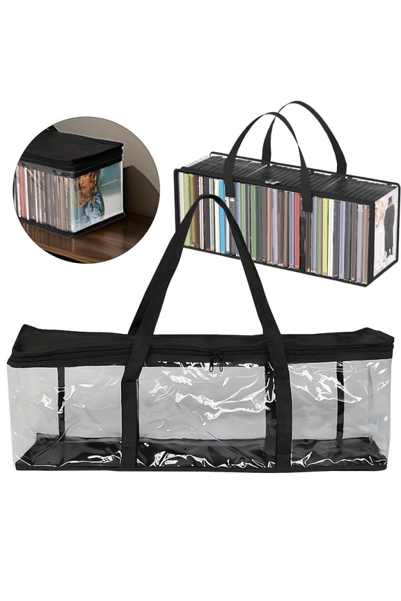 Large Thick Plastic Storage Box - Handheld Storage Bag with Hinged Lid & Handles, High Capacity Organizer, Stackable & Foldable, for Home, Camping, Travel & Moving, Hinged Lid Organizer