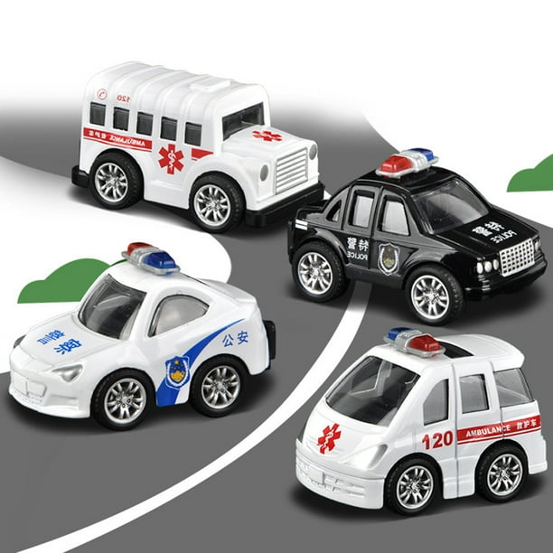 Yixx Mini Metal Pull Back Police Car/Trucks/School Bus