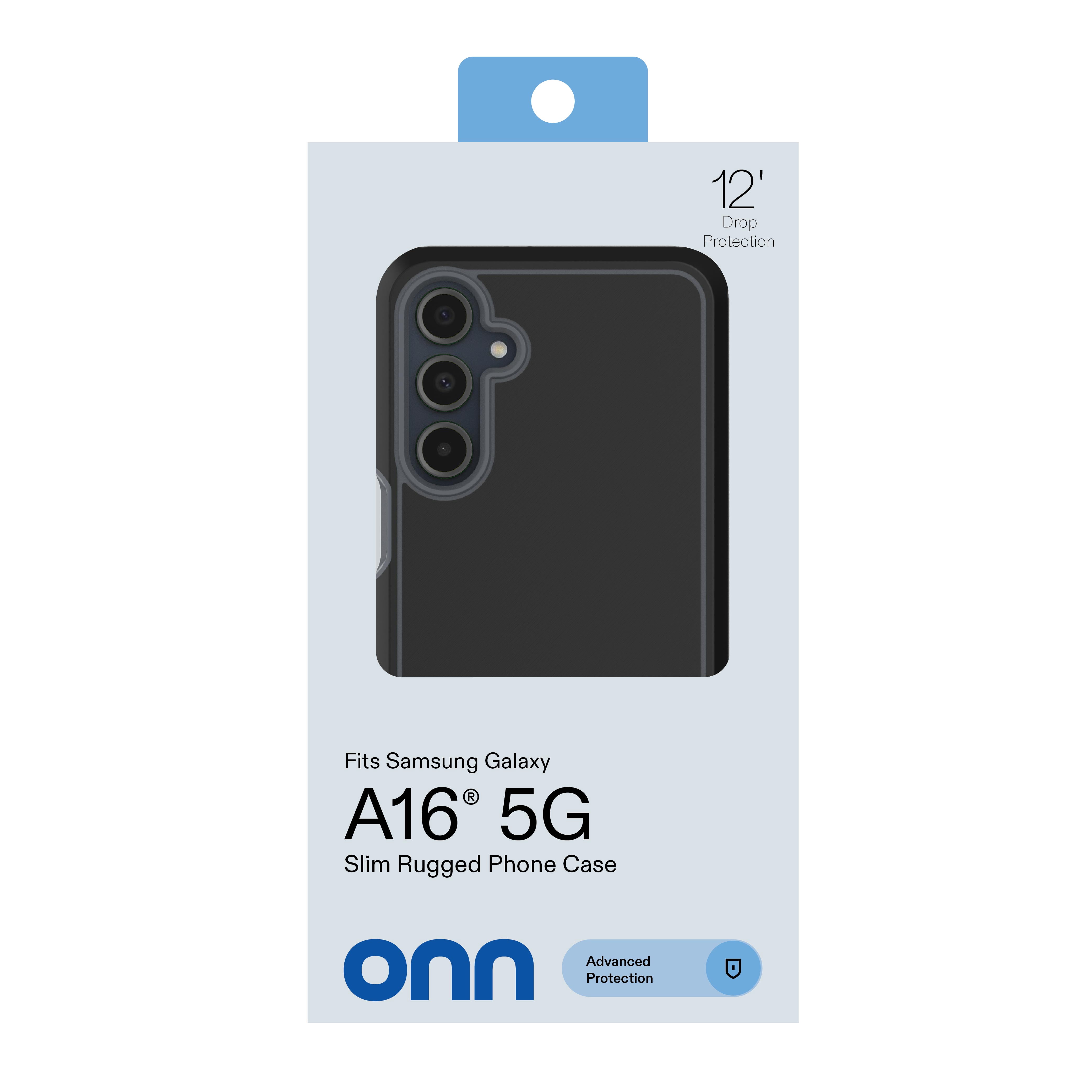 onn Slim Rugged Phone Case for Samsung Galaxy A16 5G - Black/Gray