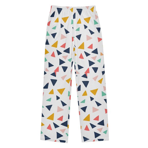 FORMRS Boys Pajama Pants with Pockets Size 6-8Y Kids Lounge Sleep Bottoms, White Minimalist Triangles
