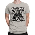 thumbnail image 2 of Clawcore, punk cat playing drums Men's T-shirt, 2 of 3