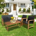thumbnail image 2 of Costway 4PCS Outdoor Patio Rattan Furniture Set Acacia Wood Frame Sofa Loveseat Garden, 2 of 9