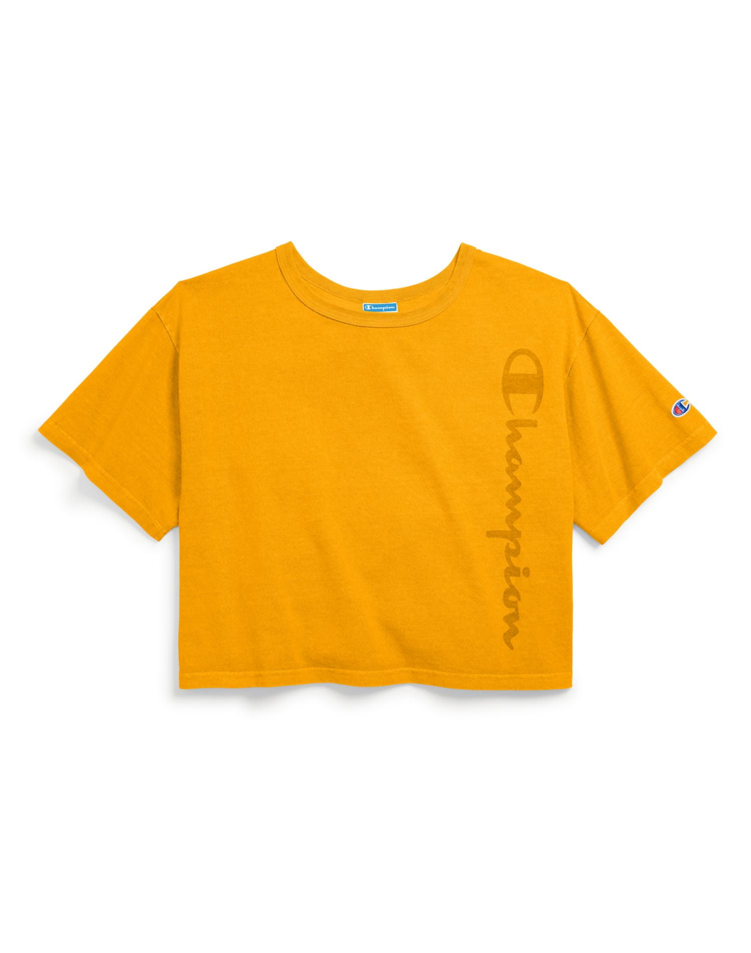 yellow champion crewneck womens