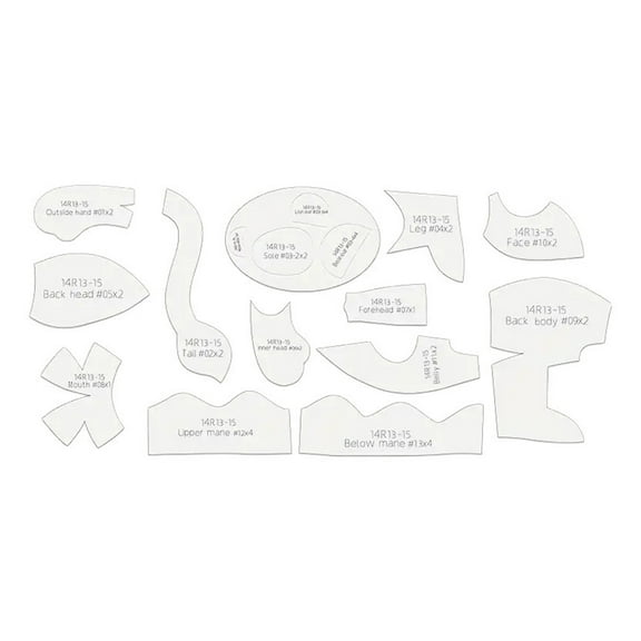 Sylvtty 13 Pcs/Set Lion Sewing Patterns for Beginners Stuffed Animal Toy Sewing Pattern with Templates Reusable Quilting Ruler Set