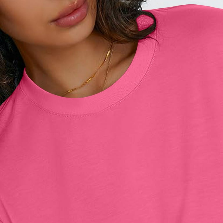 ATHMILE T-shirt oversize da donna Top a maniche corte girocollo vestibilità ampia camicetta casual estiva Y2K T-shirt base 2023, bianco, S