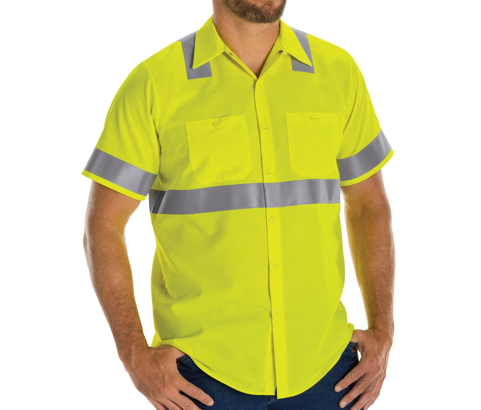 New Hi Vis Viz Polo Shirt Two Tone Visibility Short Security Work Breathable Top 