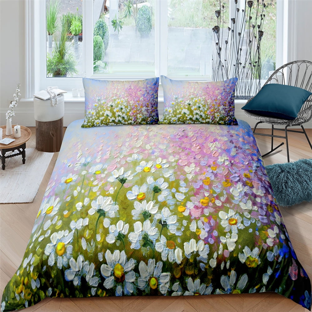 3D Floral Print Flowers Pattern Bed Duvet Cover Set Full Size 3-Piece ...