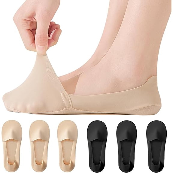Eryueer No Show Socks Womens for Flats Loafers Heels, Non Slip Thin Invisible Footies Bootie