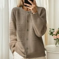 thumbnail image 2 of Womens Soft Sweater Cardigans V-Neck/Crewneck Button Down Knitwear Long Sleeve Casual Comfy Knit Fall Outerwear (XL, Khaki), 2 of 6