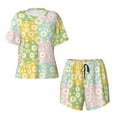 thumbnail image 4 of Naloa Daisies Flowers Women's Short-Sleeved Pajama Set, Loungewear, Summer pajamas, Breathable Cozy - X-Large, 4 of 9
