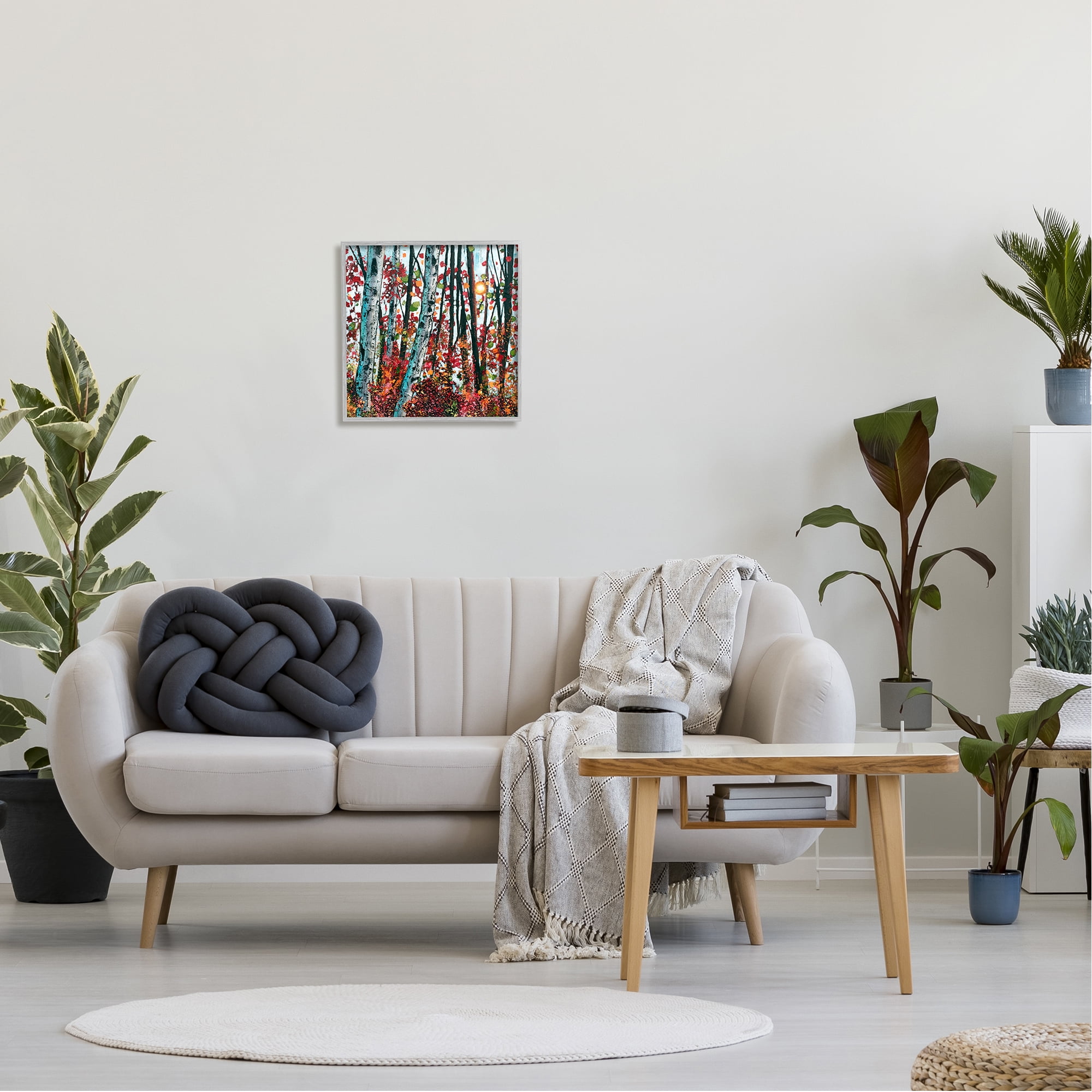 Stupell Industries Modern Bold Woodland Birch Trees Landscape Painting Gray Framed Art Print Wall Art