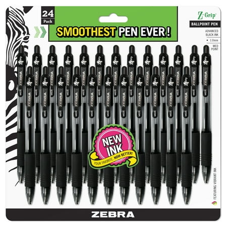 Zebra Z-Grip Retractable Ballpoint Pen, Medium Point 1.0mm, Black Ink, Clear Barrel, (Best Multi Color Ballpoint Pen)