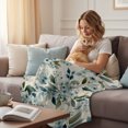 Blue Flower Throw Flannel Blanket Watercolor Spring Blue Floral Green ...