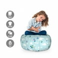 thumbnail image 2 of Plane Storage Toy Bag Chair, Cartoon Style Sky with Airplanes and Clouds Swirls Scrapbook Design Pattern, Stuffed Animal Organizer Washable Bag, Large Size, Pale Blue White Pink, by Ambesonne, 2 of 3