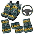 thumbnail image 2 of HUIACONG Aztec Sunflowers Car Floor Mats and Steering Wheel Cover for Women Rubber Non-Slip Easy to Install Full Set Front & Rear Car Seat Covers for Additional Protection Car Mats Full Set 9 Pcs, 2 of 8