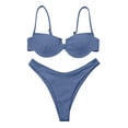 thumbnail image 1 of Mujeres Fshion correas Color sólido cómodo Split traje de baño Bikini ropa de playa conjunto Fridja  nalpqowj59612, 1 of 8