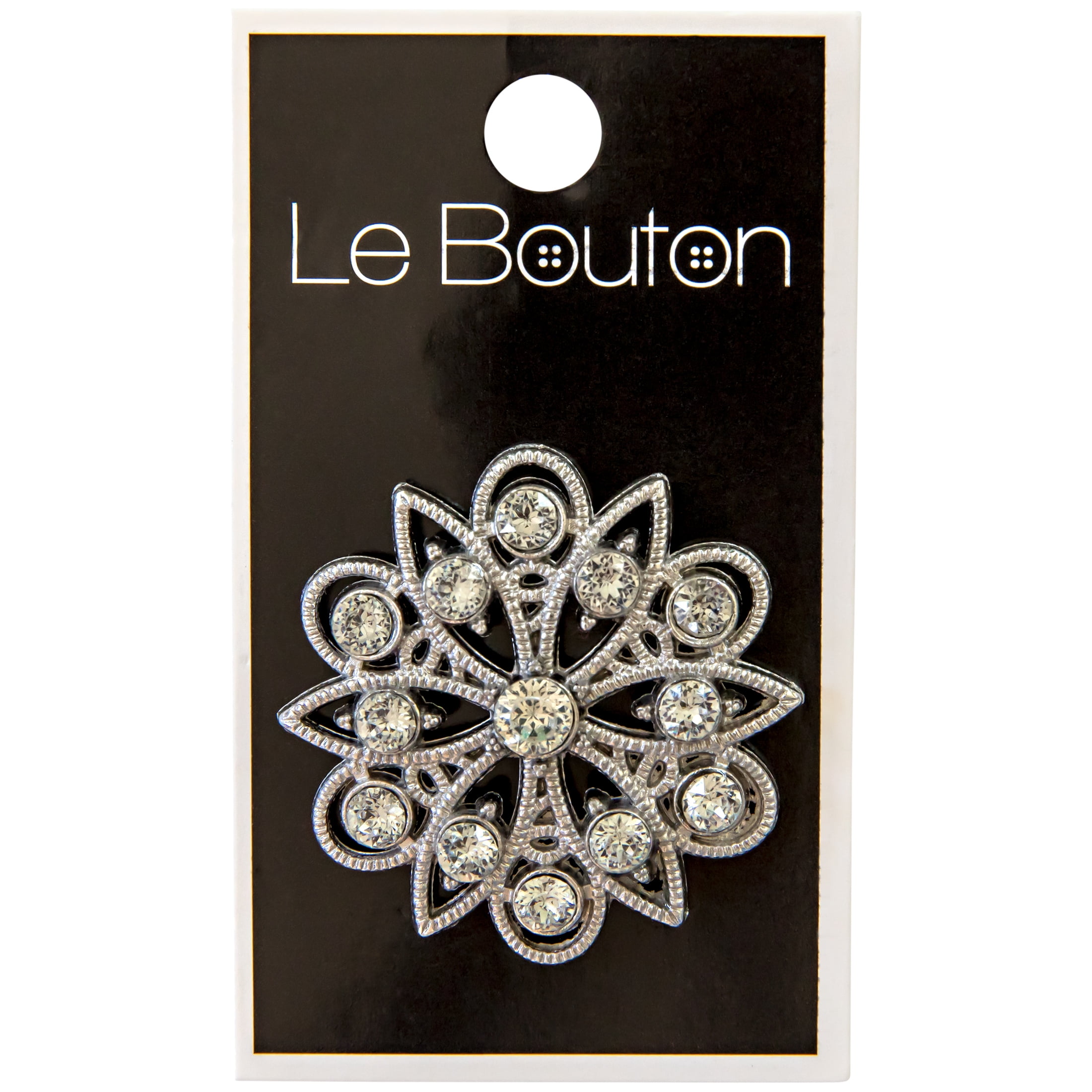 Le Bouton Silver 1 5/8" Glitz Clear Crystal Shank Sewing Button