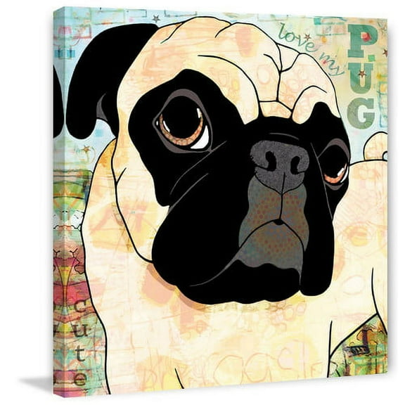 Marmont Hill "Pug Mug II" by Stephanie Gerace Painting Print on Wrapped Canvas