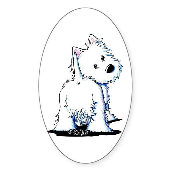 CafePress - Kiniart Fluffybutt Westie - Sticker (Oval)