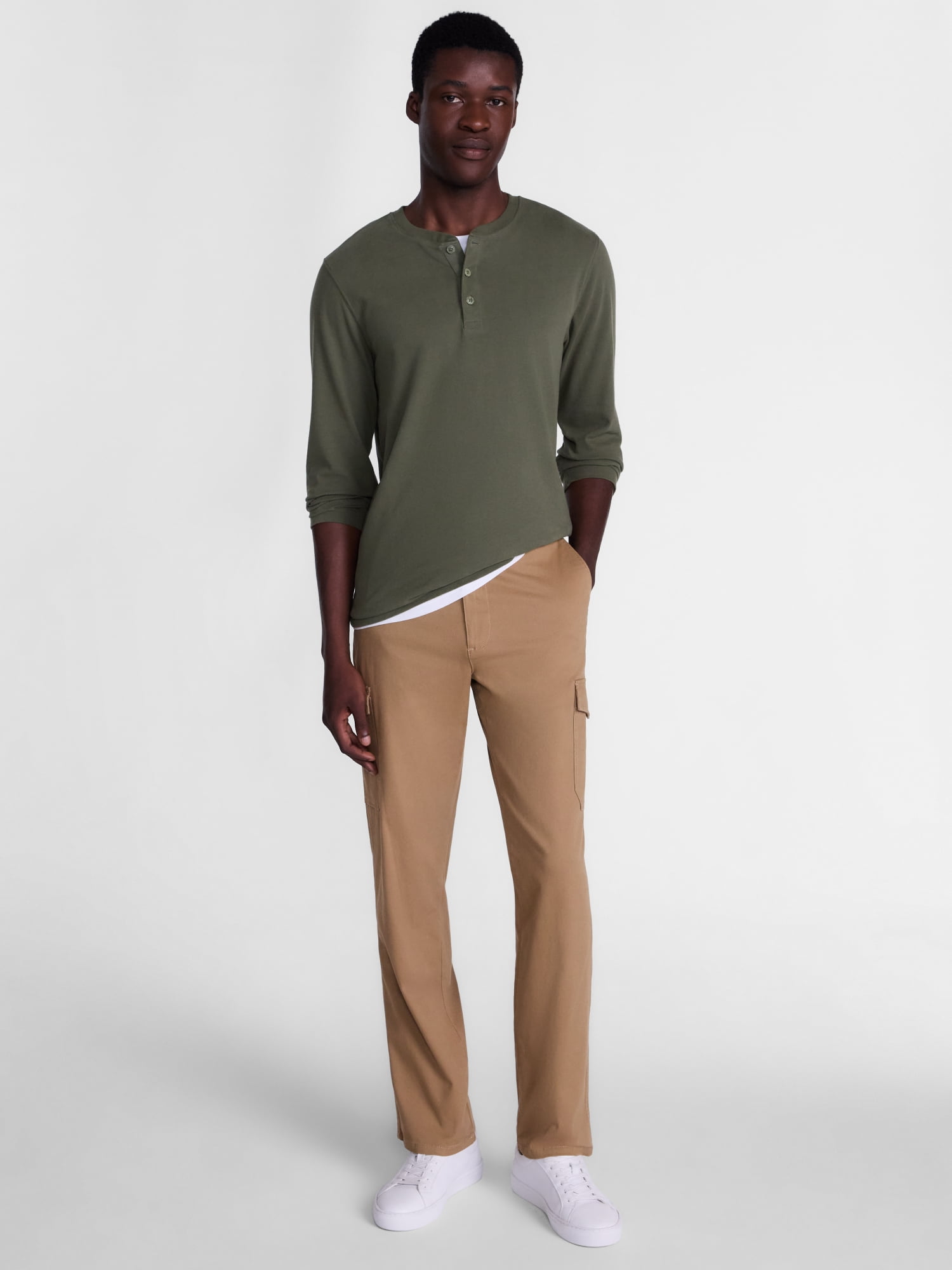 George Men's Henley Shirt with Long Sleeves, Sizes S-5XB