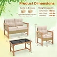 thumbnail image 3 of Costway Ensemble de Meubles de Patio 4 Pcs avec Cadre en Bois d'Acacia, Coussins et Table Basse, 3 of 10