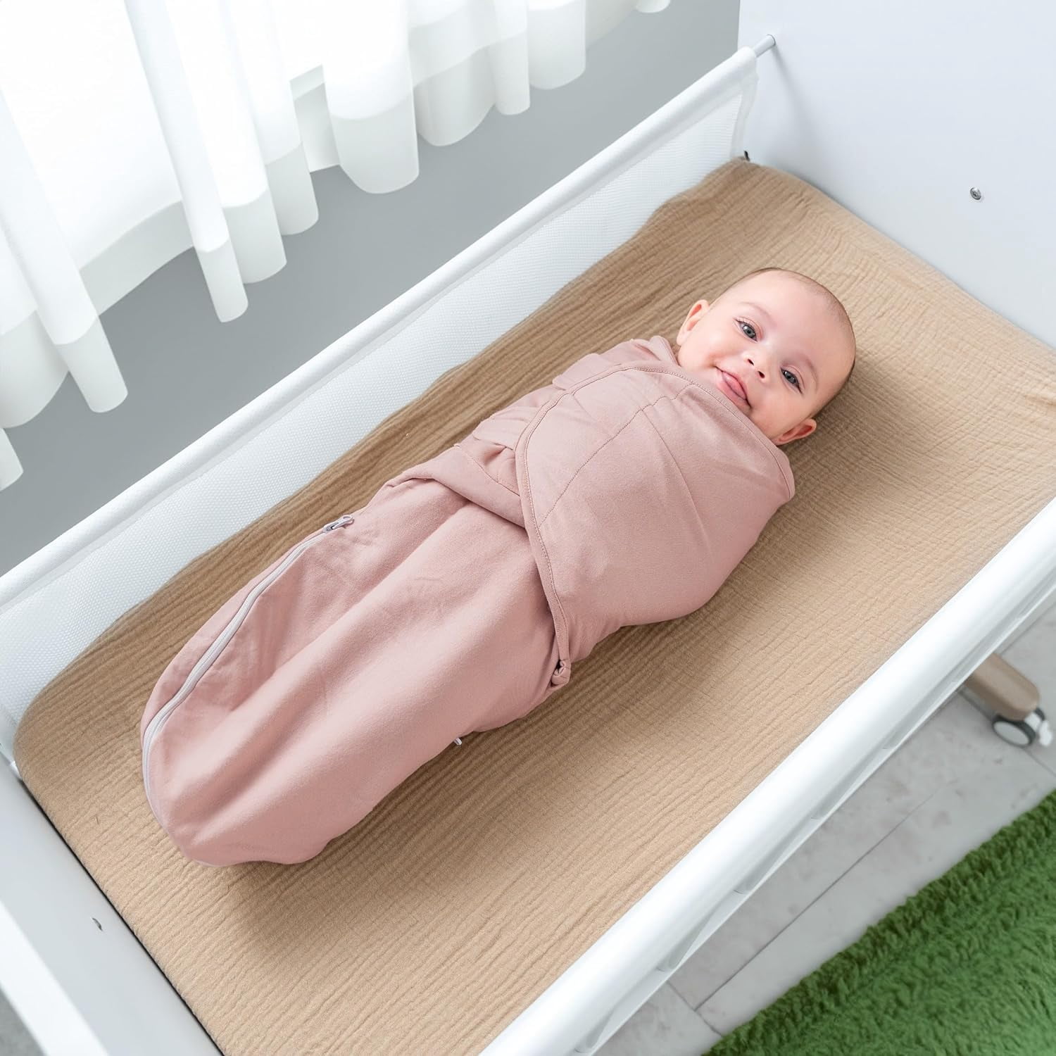 Comfy Cubs Swaddle Blankets for Baby, Easy Adjustable with Easy Access Zipper (Small, Light Blush, Blush, Mauve)