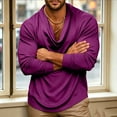 thumbnail image 6 of Zivyakyro Casual Mens Tops Cowl Neck Long Sleeve Satin Fall Loose Solid Pullover Shirt Soft Going Out Purple M, 6 of 6
