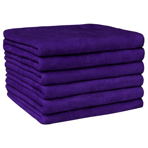 REGALWOVEN 6 Pack Absorbent Microfiber Dish Cleaning Towels for Kitchen, Purple 6