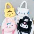 thumbnail image 2 of Kawaii Sanrio Melody Plush Handbags, Cartoon Kuromi Handbag, Kawaii Cinnamoroll Messenger Bag, Soft Stuffed Girls Kid Birthday Gift, 2 of 3