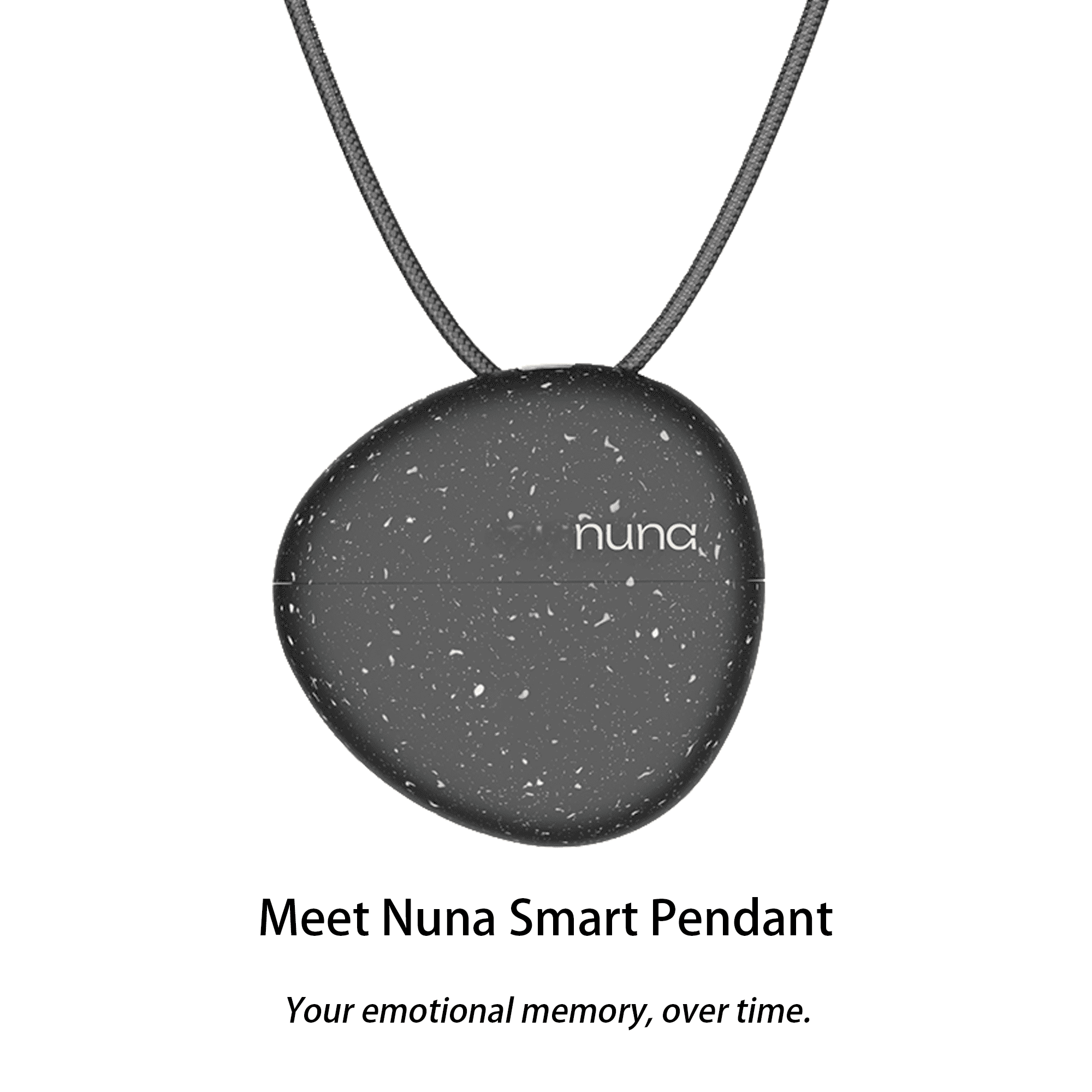 Nuna - Emotion Tracking Smart Pendant, emotional wellness wearable, blending neuroscience, AI, and mindful design - PEBBLE BLACK
