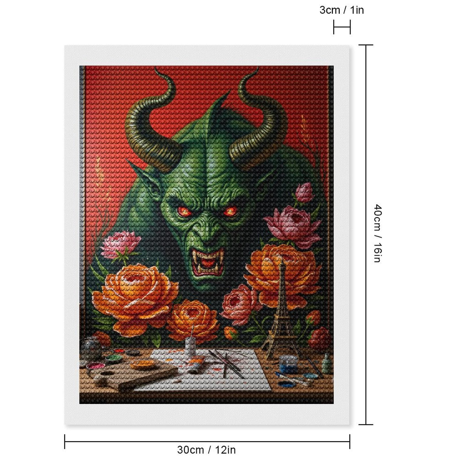 Diamond Art Kits for Adults, Demon Painting Flowers Workshop Art 5D Diamond Painting Kits for Adults Beginners, DIY Full Drill Diamond Painting, Gem Art and Crafts 12x16
