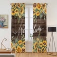 thumbnail image 2 of Kitchen Curtains 84 Inch Length 2 Panels, Sunflower Grommets Window Treatment Curtain, Yellow Summer Botanical Wooden Farmhouse Thermal Curtains Drapes for Living Room/Bathroom, 2 of 9